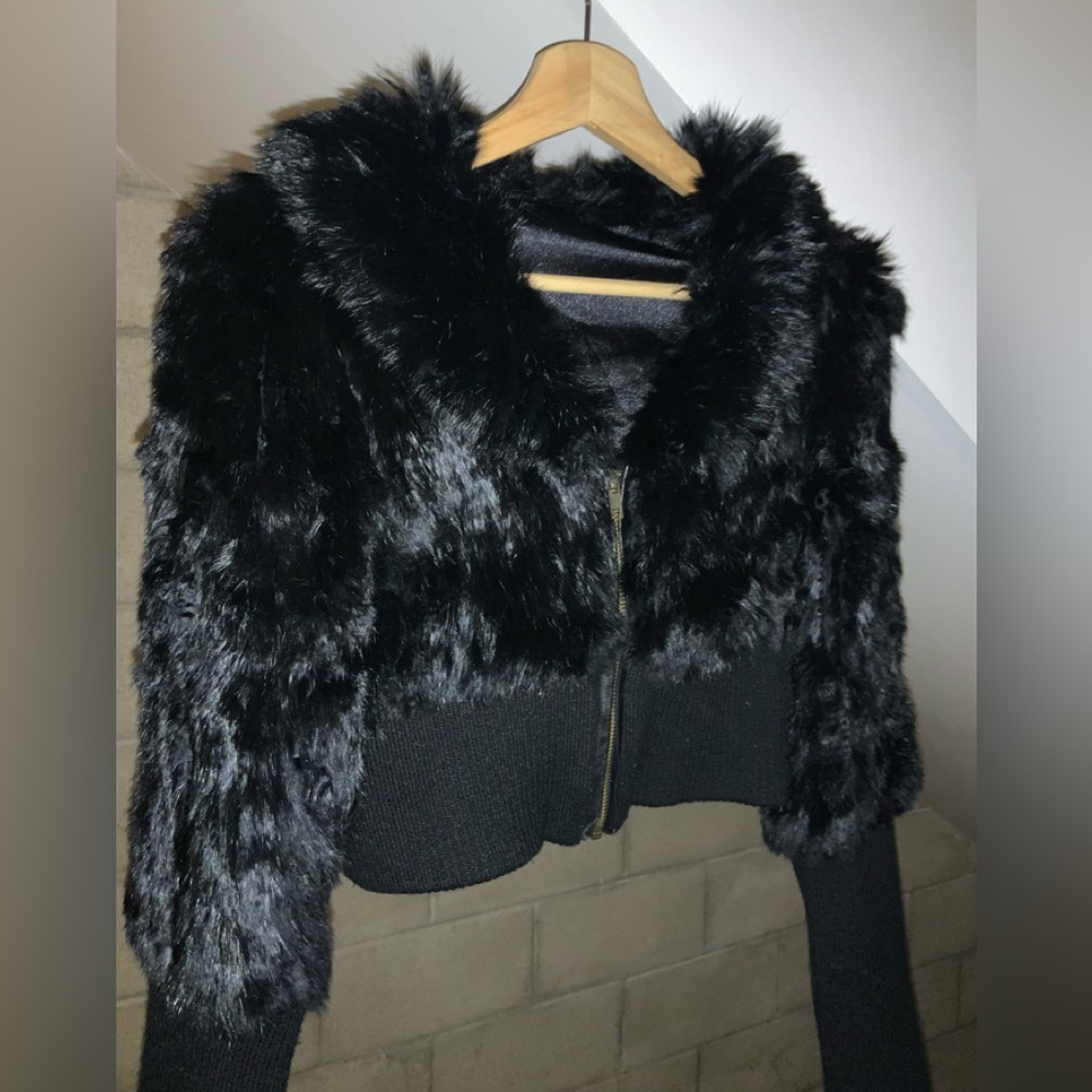 Black fur jacket sz s